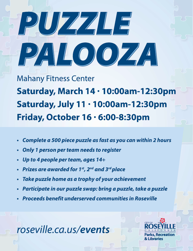 Flyer for Puzzle Palooza Event