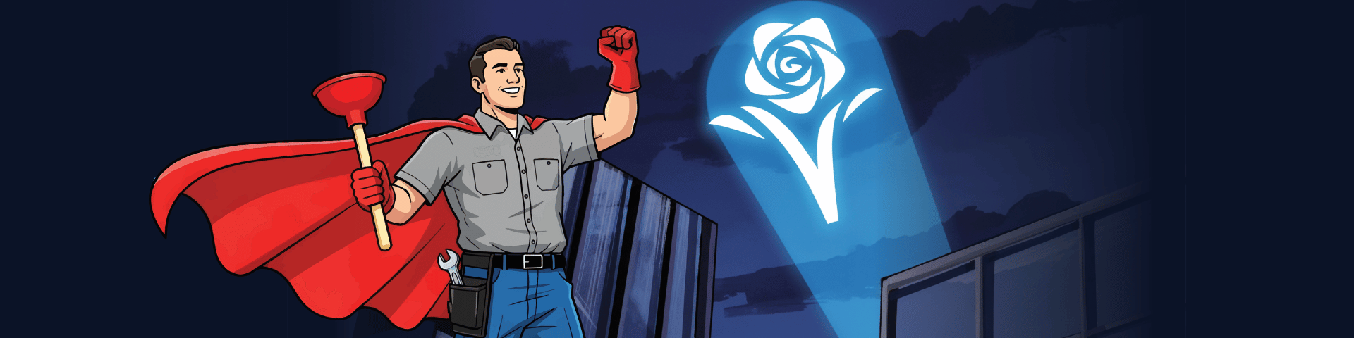 Call us first hero image of illustrated city of roseville worker