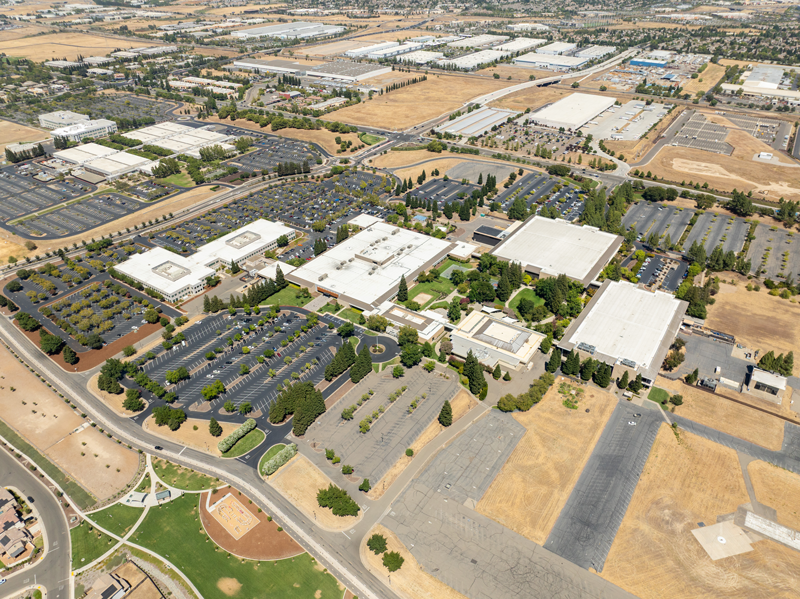 Aerial image of industrial and manufacturing sites