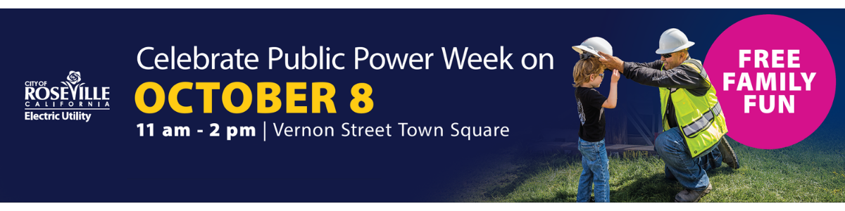 Banner announcing October 8 Public Power Week event in the Square
