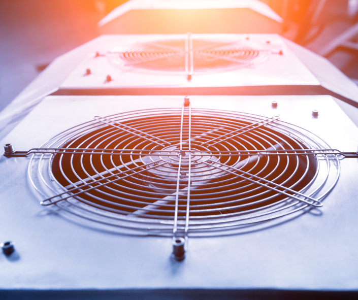 Close up of a commercial HVAC unit