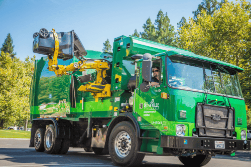 residential garbage truck pick up can