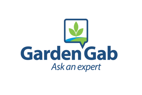 The Garden Gab logo, featuring a green sprout in a speech bubble icon above the text 'Garden Gab' and 'Ask an expert'.