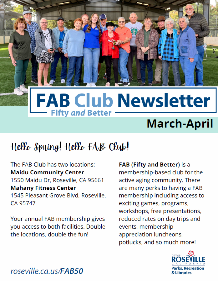FAB Club March - April Newsletter Cover 