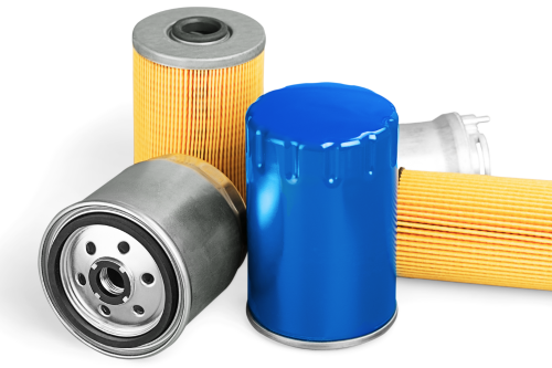 New oil filters on display on a white background